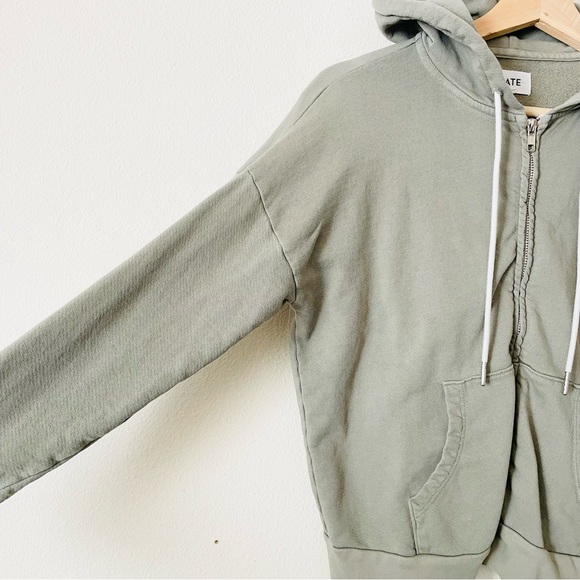 Mate the Label SMALL organic cotton full zip pocketed hoodie in green - Picture 2 of 7